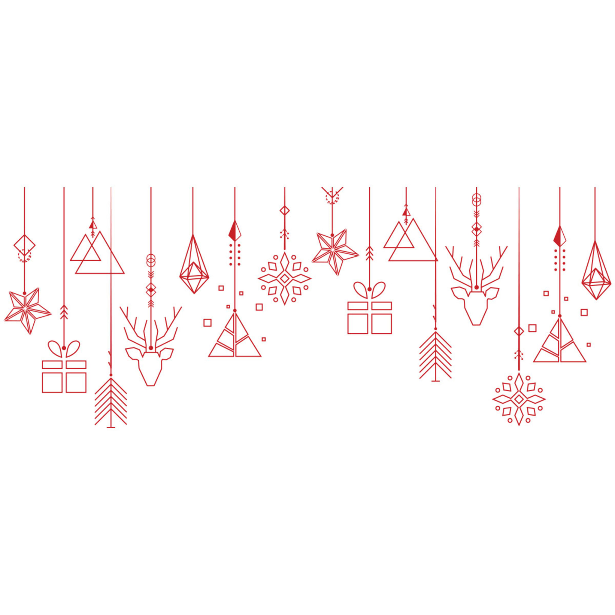 Sticker Noël guirlande de noël rouge - Autocollants stickers adhésifs noël - décoration fêtes