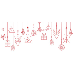 Sticker Noël guirlande de noël rouge - Autocollants stickers adhésifs noël - décoration fêtes