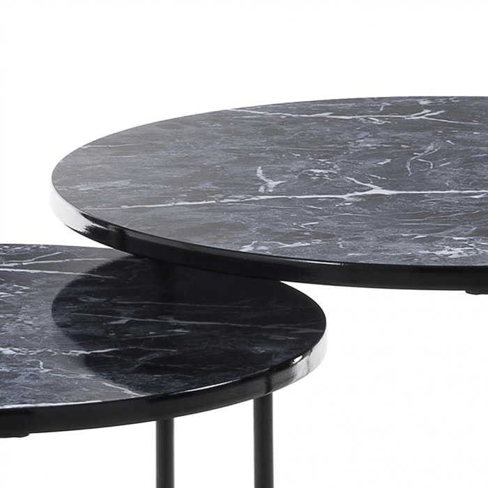 Set 2 tavolini THIN-R BLACK MARBLE