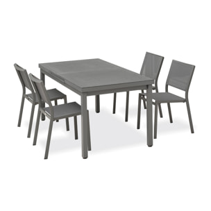 DANIA - Ensemble repas de jardin 4 places en aluminium