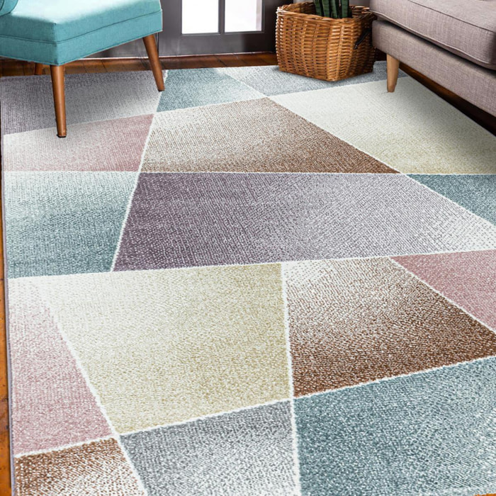 Tapis salon et chambre tissé motif pastel BECA