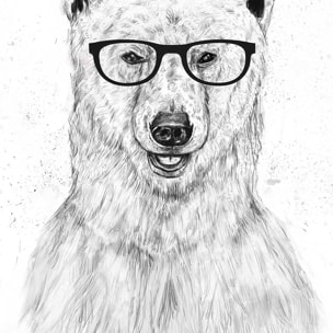 Affiche enfant ours etudiant  Affiche + cadre en bois - Chêne