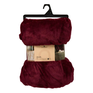 Plaid flanelle Ollis rouge grenat 230x180cm