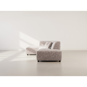 Curtis - canapé d'angle gauche 4 places sans accoudoir en tissu texturé - Taupe