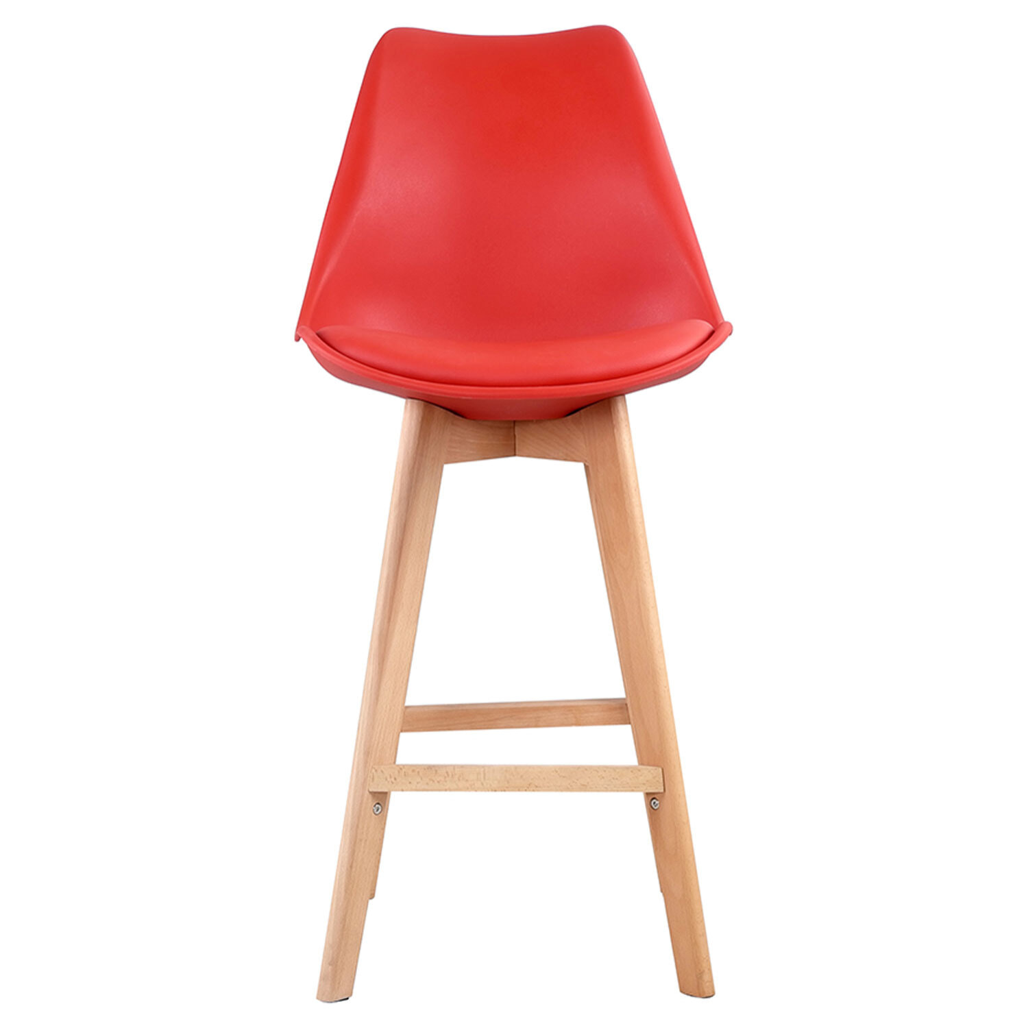 Lot de 2 tabourets scandinaves SVEN rouge avec coussin