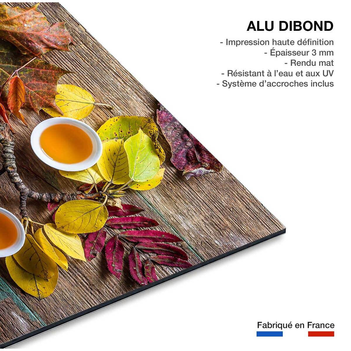 Tableau cuisine feuille de thé Tableau alu Dibond