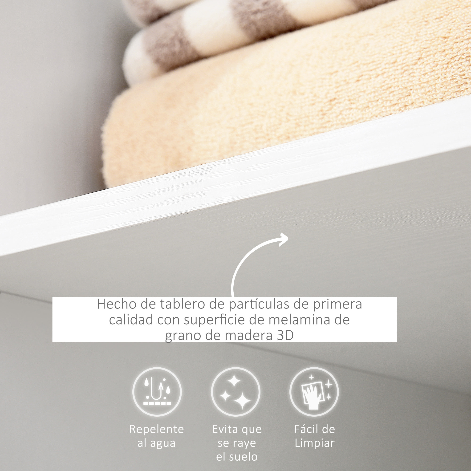 Armario Ropero Madera Móvil Armario Abierto Guardarropa con Riel 3 Estantes