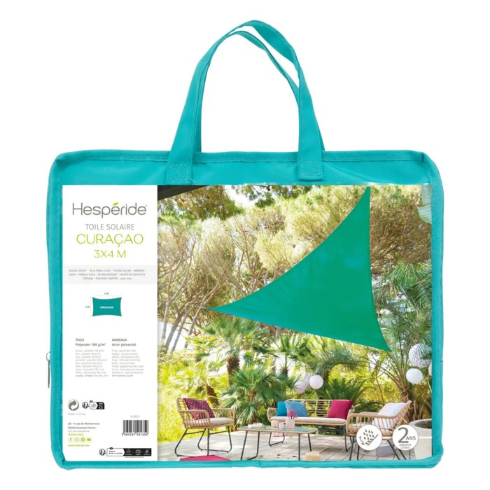 Voile d'ombrage rectangulaire "Curacao" émeraude 4x3m en polyester
