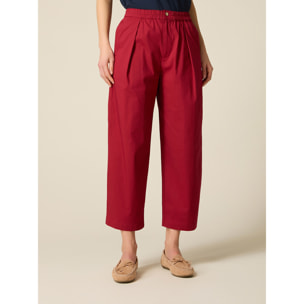 Oltre - Pantaloni cropped in popeline - Bordeaux