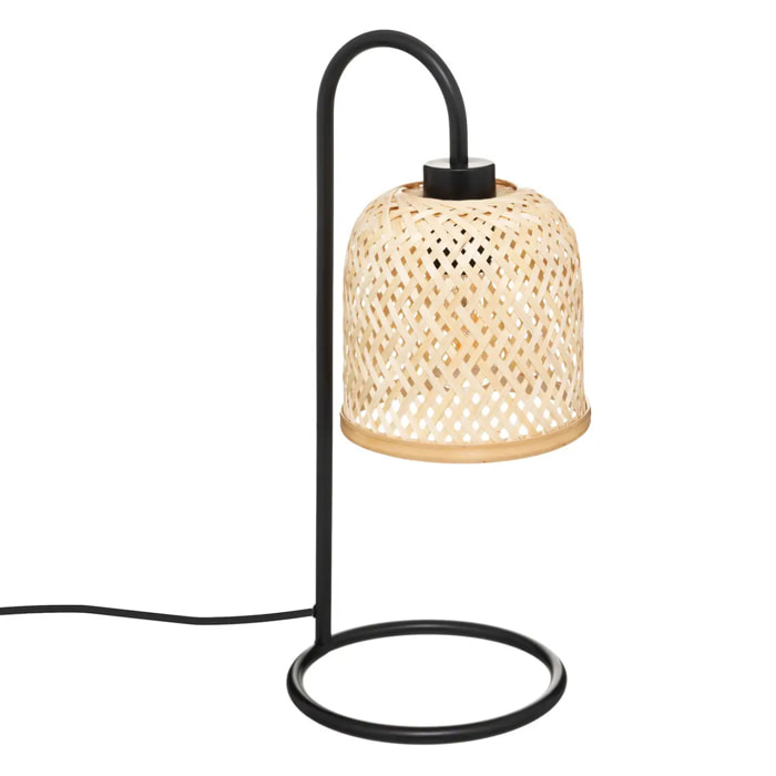 Lampe droit "Ali" - métal et bambou - noir - H43 - 5 cm