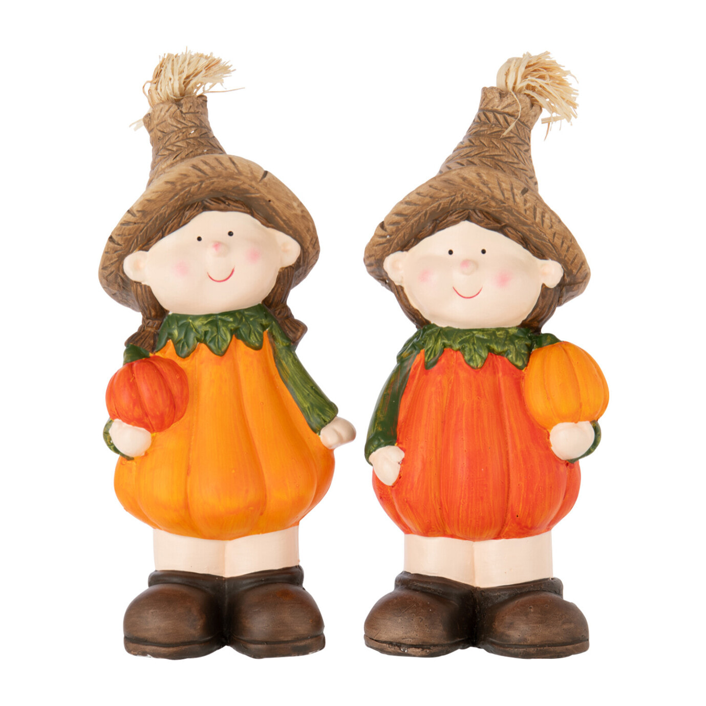 J-Line figurine Enfant Citrouille - céramique - orange - large - 2 pcs