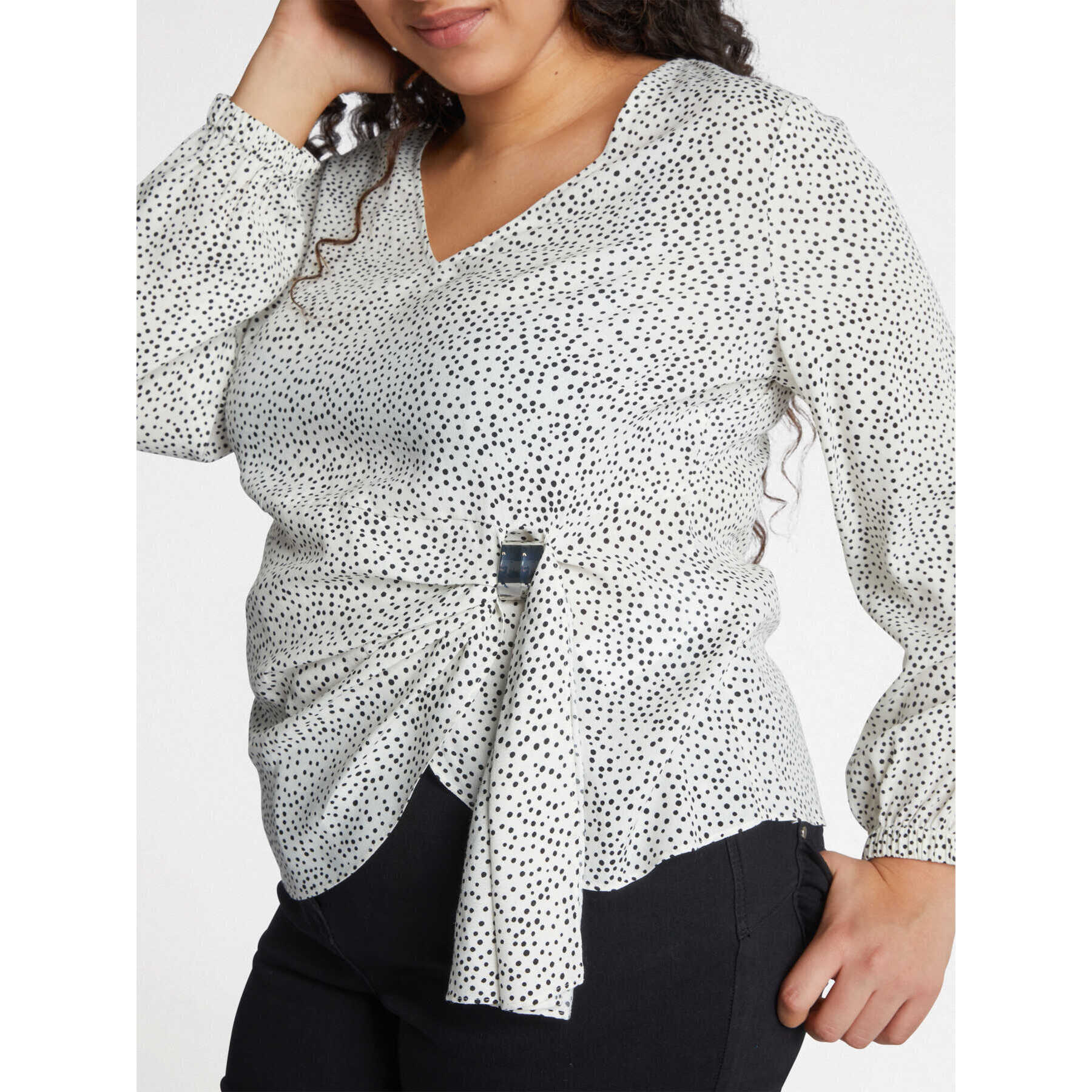 Fiorella Rubino - Blusa stampata con pieghe sul fianco - Bianco