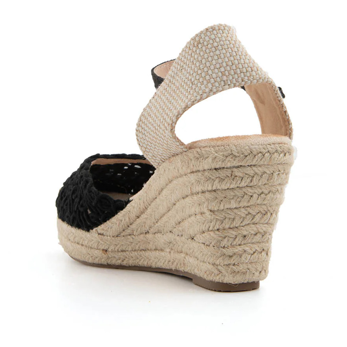 Espadrillas ricamata con zeppa - NERO