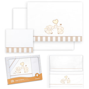 Triptico Minicuna Parejita Elefante Bco/Beig