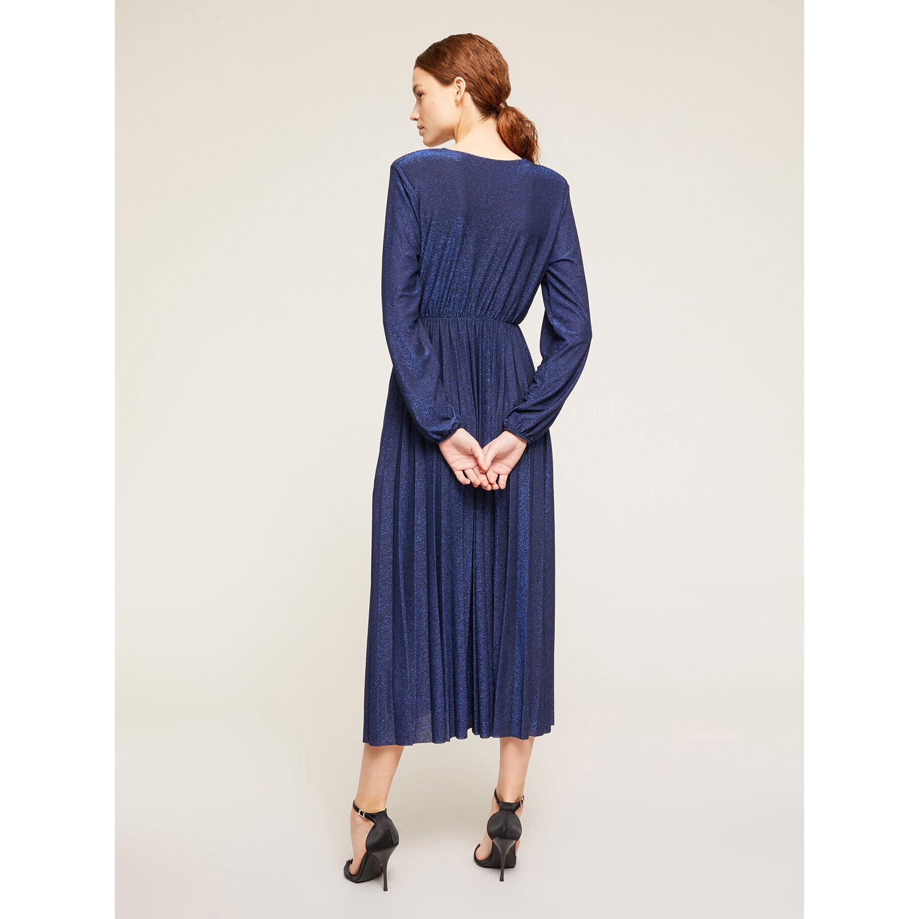 Motivi - Vestito midi in jersey lurex plissé - Blu