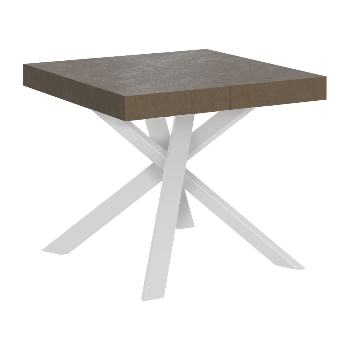 Table extensible 90x90/194 cm Clerk Taupe pieds Blancs