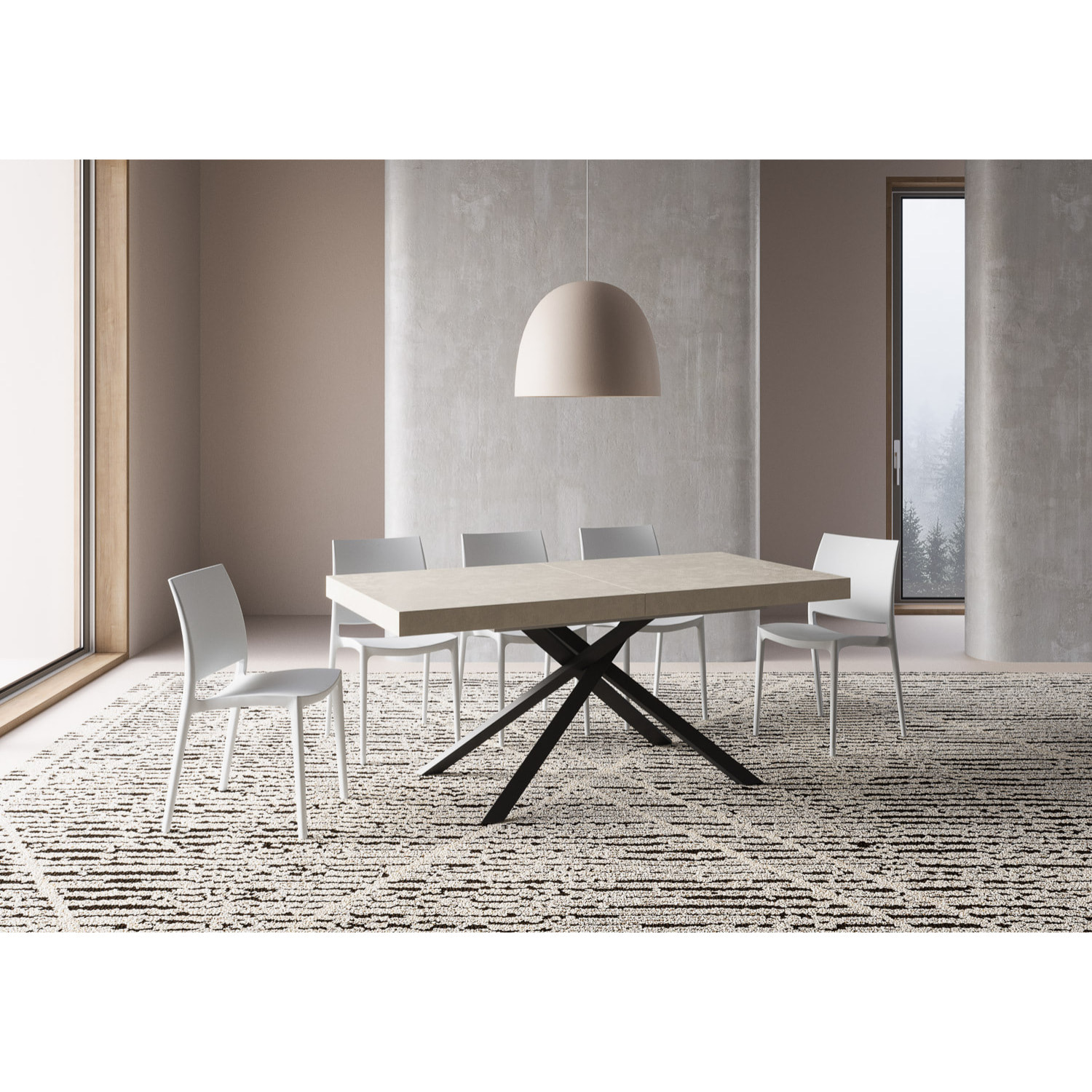 Mesa extensible 90x180/284 cm Karida cachemira patas antracita