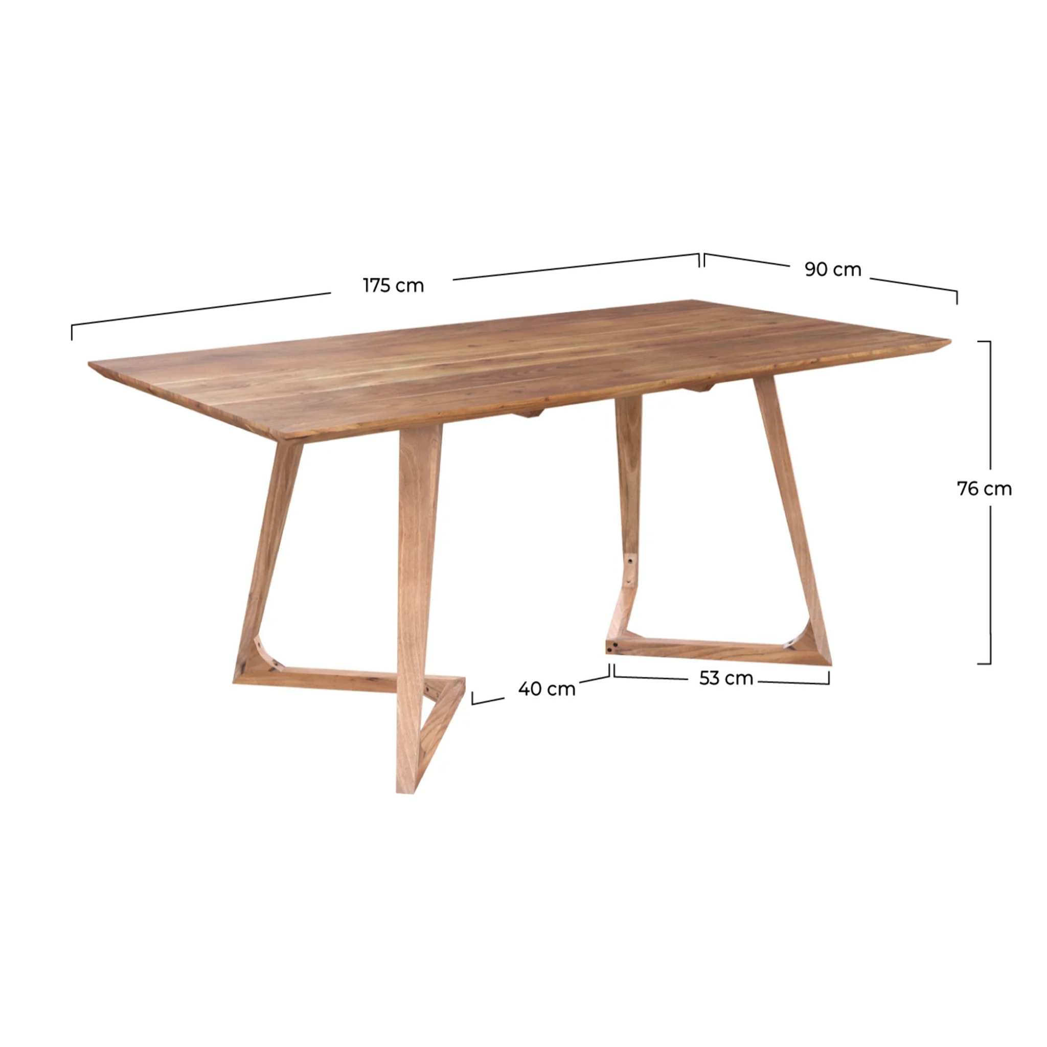 Table rectangulaire 6 personnes en bois d'acacia 175 cm - Pita