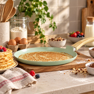 Crêpière 26cm avec revêtement céramique céladon - tous feux COLORAMA