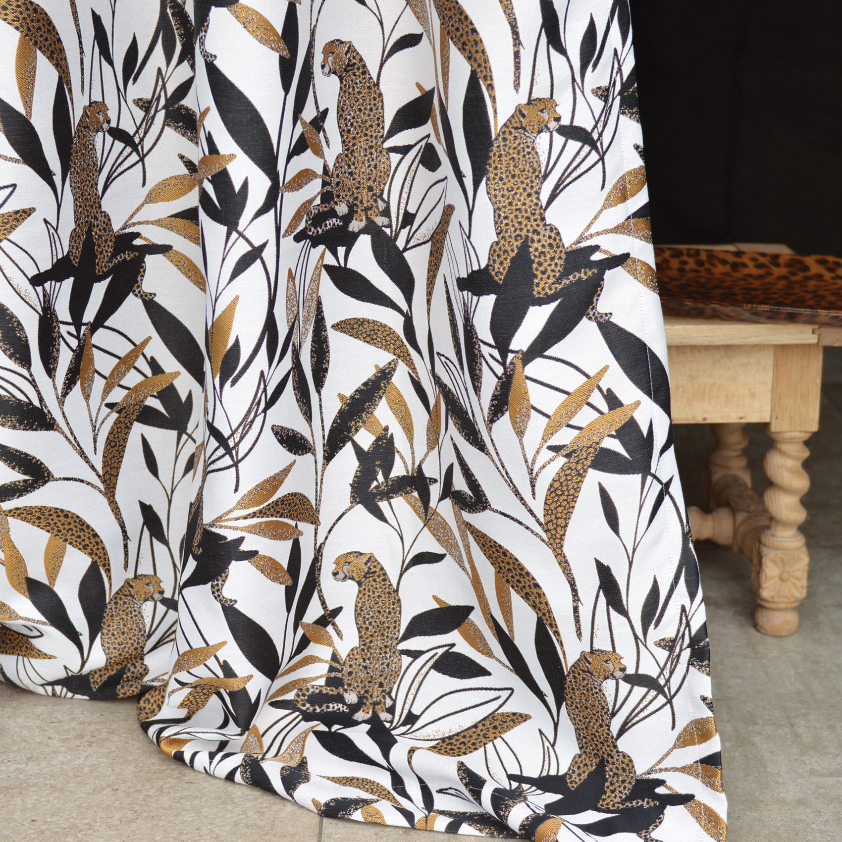 Rideau Jacquard motif panthère - Ecru