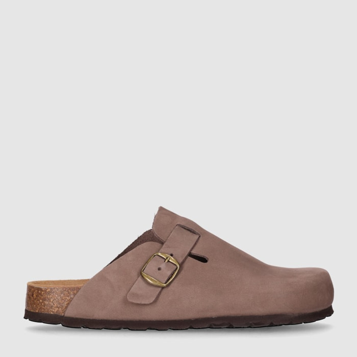 Slippers de Piel - Marron - Tacón: Bajo