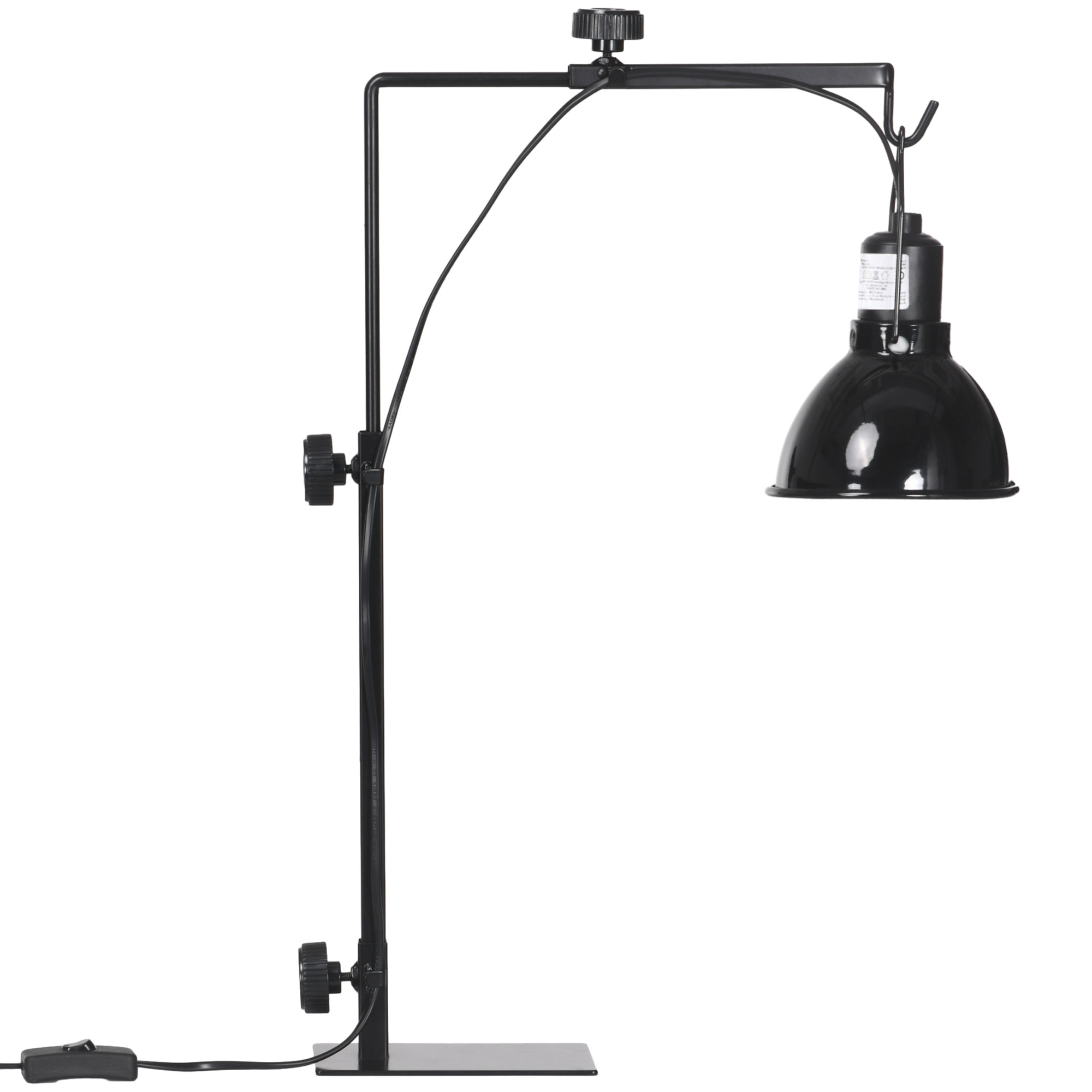 Support de lampe chauffante pour reptile - hauteur largeur réglables - acier noir