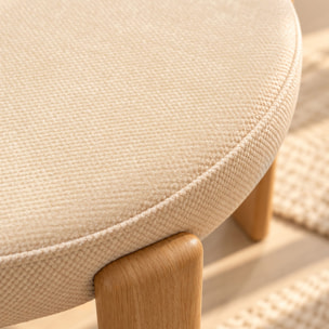 Lot de 2 chaises de table en métal effet bois et tissu écru LILY
