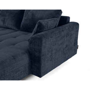 Rune - canapé panoramique d'angle gauche 7 places en velours texturé - Bleu