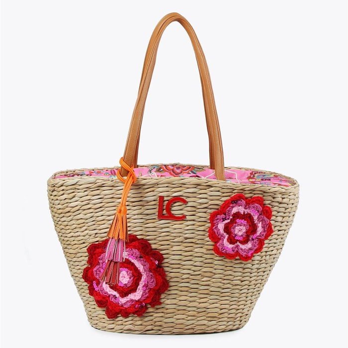 Borsa a cesta fiori crochet