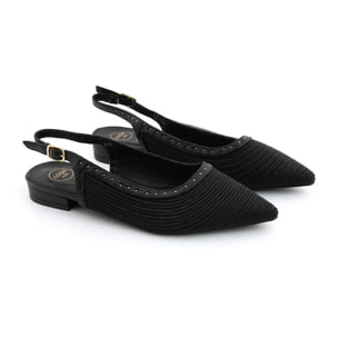 Slingback studded intrecciata - NERO