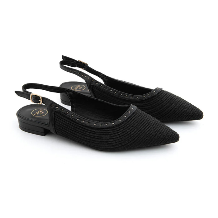 Slingback studded intrecciata - NERO