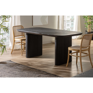 Mesa comedor de madera de abeto en color negro de 180x95x77cm