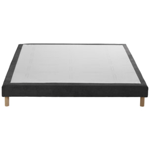 Sommier tapissier Eden gris anthracite, bois massif, chenille bouclettes