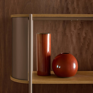 Etagère bibliothèque métal courbé et décor bois 5 niveaux MOLTO