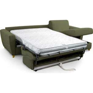 Canapé d'angle convertible express 5 places en tissu bouclette - LEANDRO