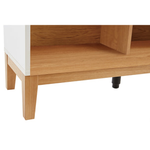 Bibliothèque scandinave en bois clair chêne et blanc L90 cm ABEL