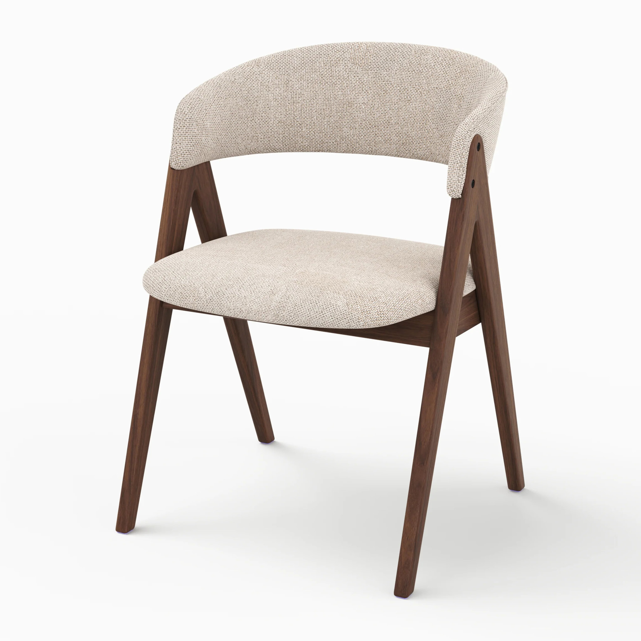 Chaise en bois foncé et tissu beige foncé - Isis