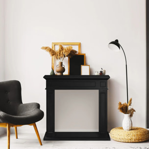 Jefferson - Cornice per Camino 89,5x90,5x28 cm Rivestimento Decorativo in Legno MDF Nero