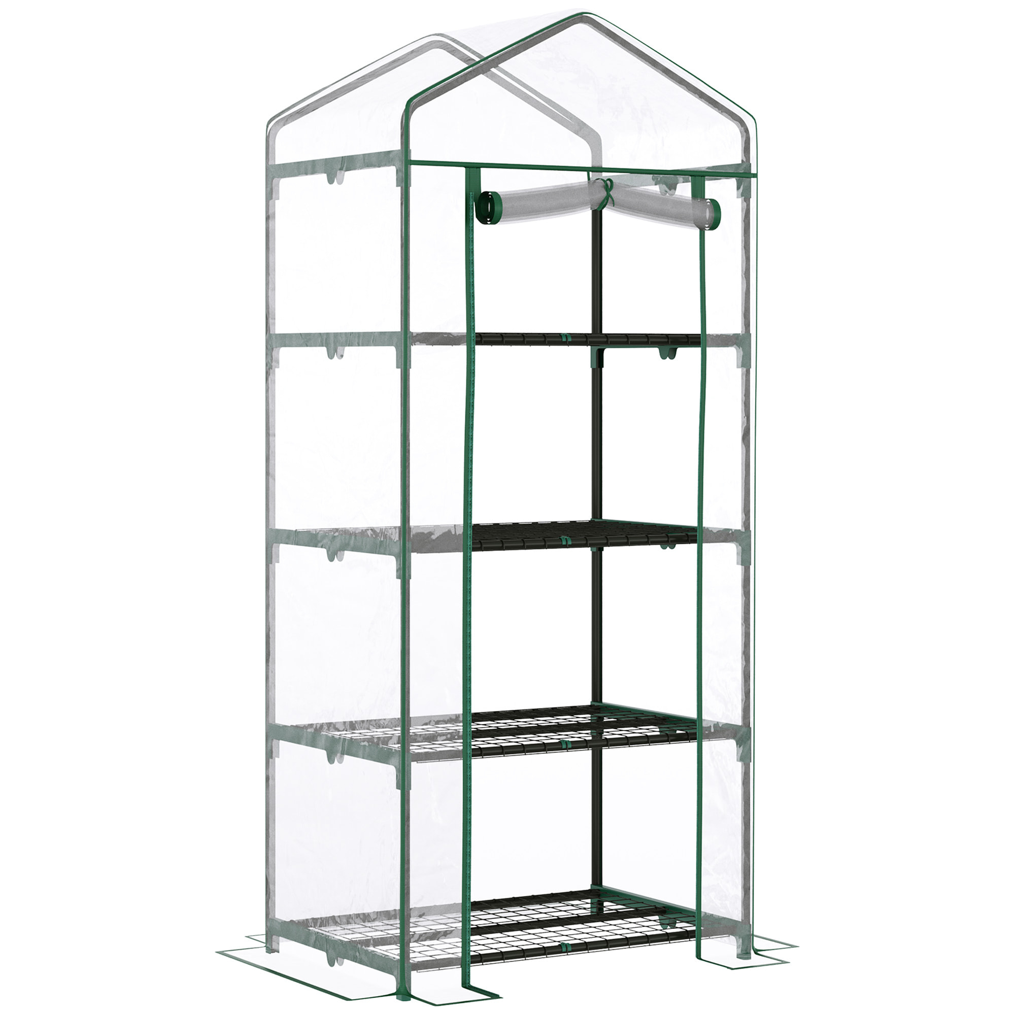 Serre de jardin balcon étagère serre 4 niveaux 0,7L x 0,5l x 1,6H m acier époxy bâche amovible PVC haute densité transparente