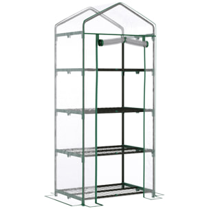 Serre de jardin balcon étagère serre 4 niveaux 0,7L x 0,5l x 1,6H m acier époxy bâche amovible PVC haute densité transparente