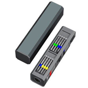 Juego de destornillador multifunción 31 en 1 con carcasa de aluminio y puntas de acero magnéticas.