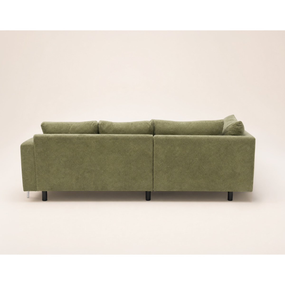 Gabin - Canapé d'angle gauche 5 places en velours texturé - Vert Kaki