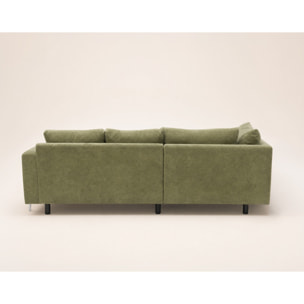 Gabin - Canapé d'angle gauche 5 places en velours texturé - Vert Kaki