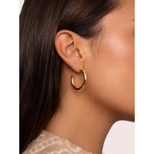 Orecchino Tube  in Acciaio Placcato Oro