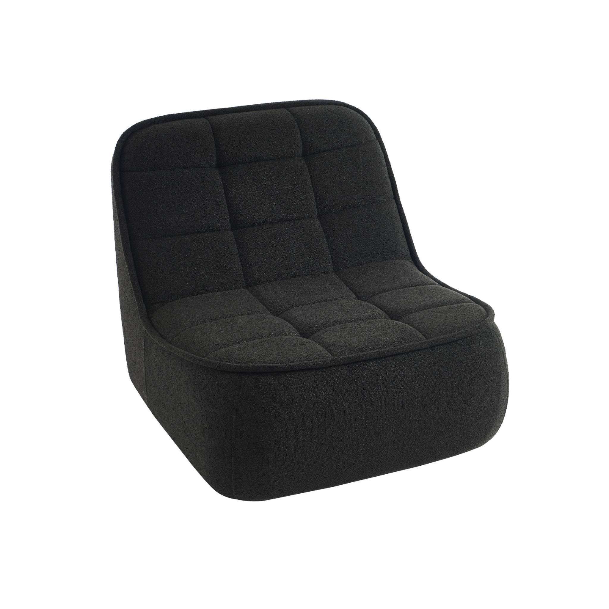 Chauffeuse bouclette texturée 1 place noir L 93 x P 104 x H 85cm - Boni