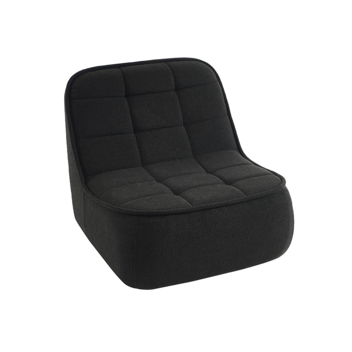 Chauffeuse bouclette texturée 1 place noir L 93 x P 104 x H 85cm - Boni