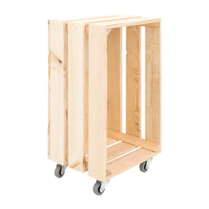 Caja grande de madera maciza en tono natural con Ruedas Vertical 30,5x25,5x49cm Alto: 55 Largo: 29.5 Ancho: 25.5