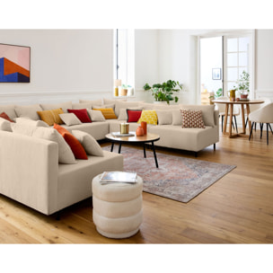 Edinburg - canapé modulable panoramique 8 places - en velours côtelé - Beige