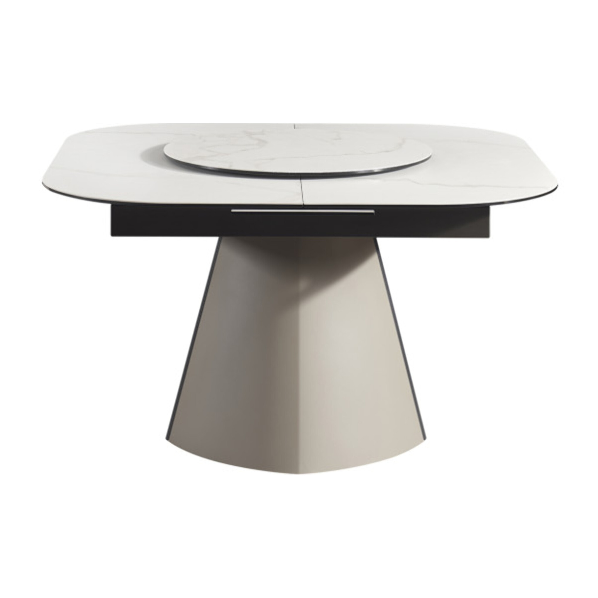 Table extensible 140 à 174 cm blanc plateau de service tournant - TETRIS