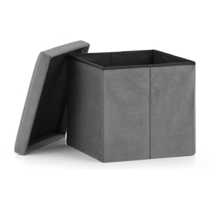 Pouf contenitore pieghevole Velvet grigio 31x31